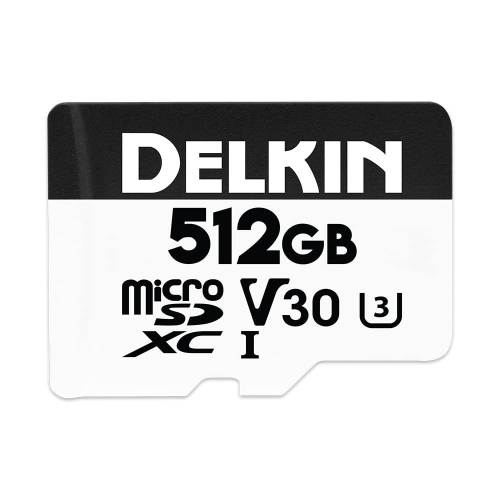 Delkin Devices Hyperspeed 512GB Micro SD Card with Adapter  100MB/s Read, UHS-I (U3, V30), 4K & Full HD for Smartphones, Tablets, GoPro, and Dash Cam