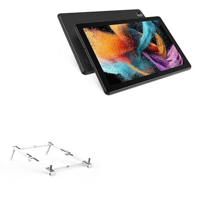 BoxWave Stand and Mount Compatible with LVILLE Android 12 Tablet LVE10051 (10.1 in) - Pocket Aluminum Stand 3-in-1, Portable Multi Angle Viewing Riser - Metallic Silver