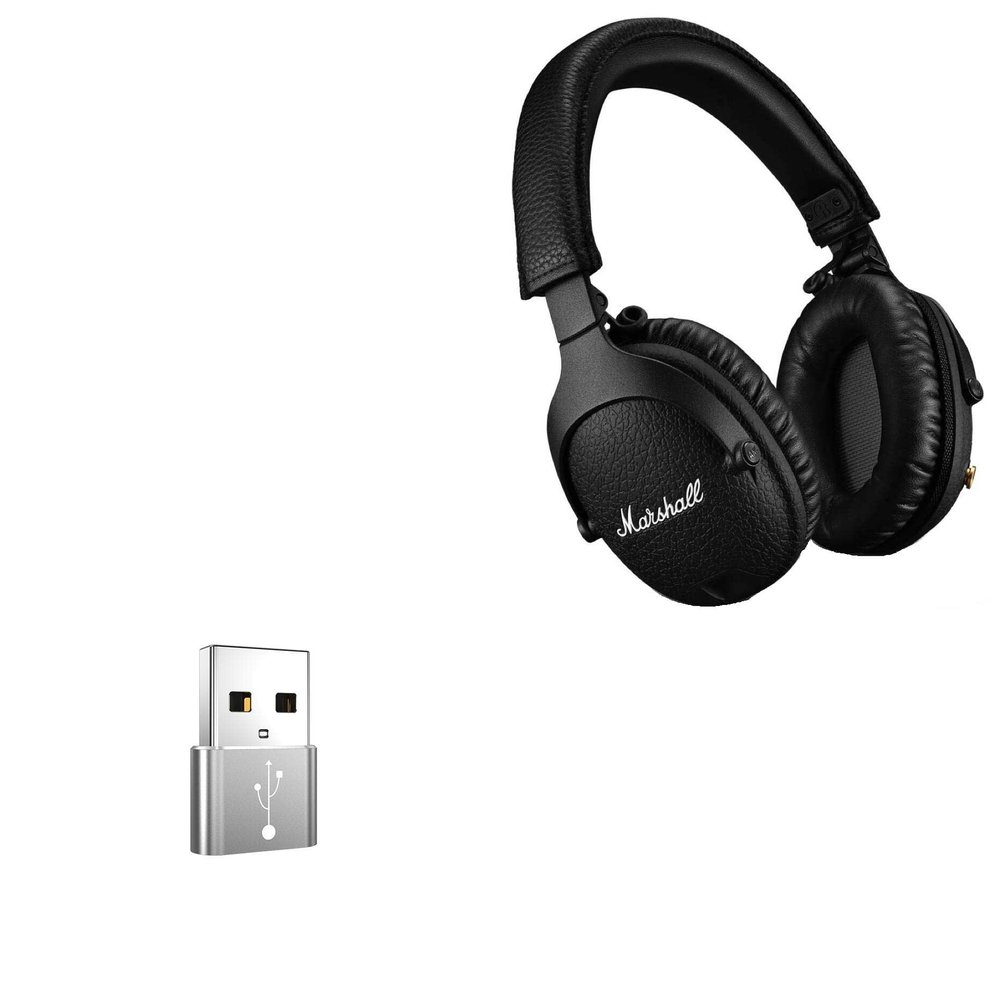 BoxWave Adapter Compatible with Marshall Monitor II ANC - USB-A to C PortChanger (5-Pack), Type-C OTG Convert Charging Data Adapter - Metallic Silver