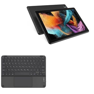 BoxWave Keyboard Compatible with LVILLE Android 12 Tablet LVE10051 (10.1 in) - SlimKeys Bluetooth Keyboard with Trackpad, Portable Slim TouchPad - Jet Black