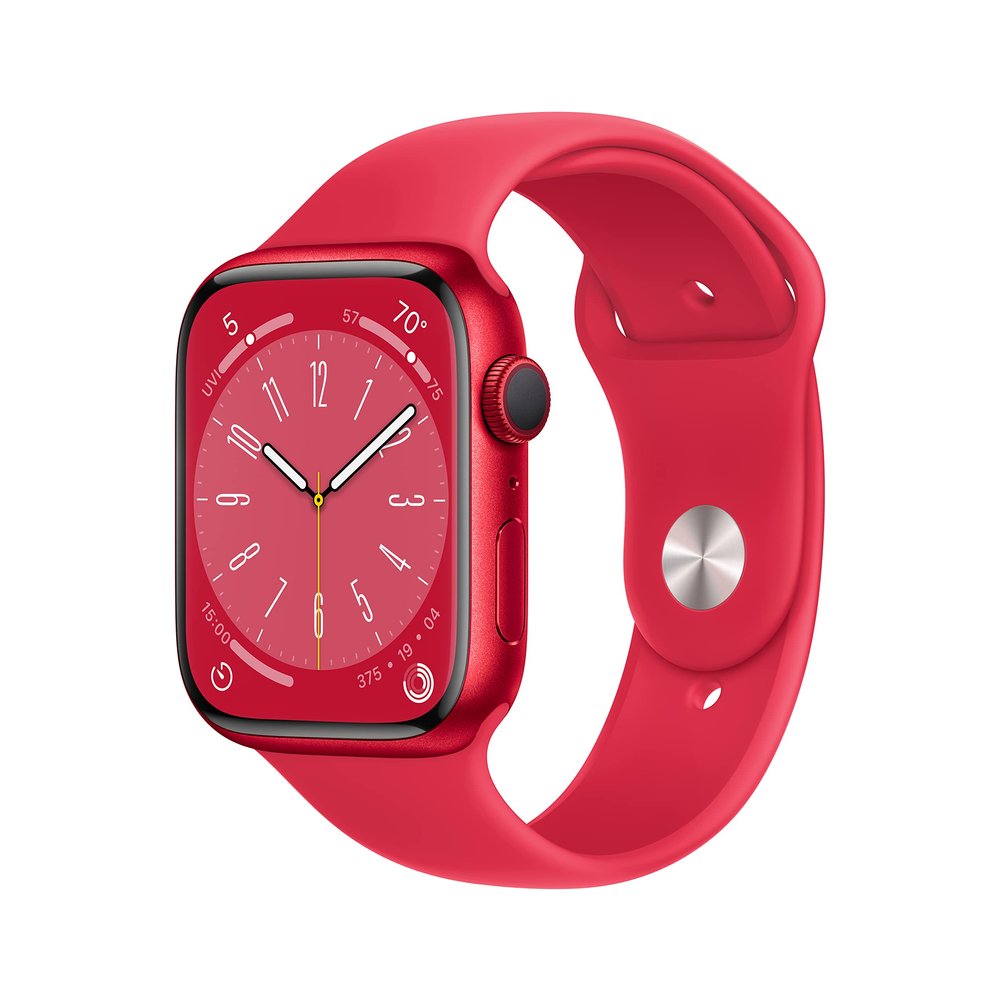 Apple Watch Series 8 [GPS, 45mm] - Red Aluminum Case with Red Sport Band, M/L (Renewed)