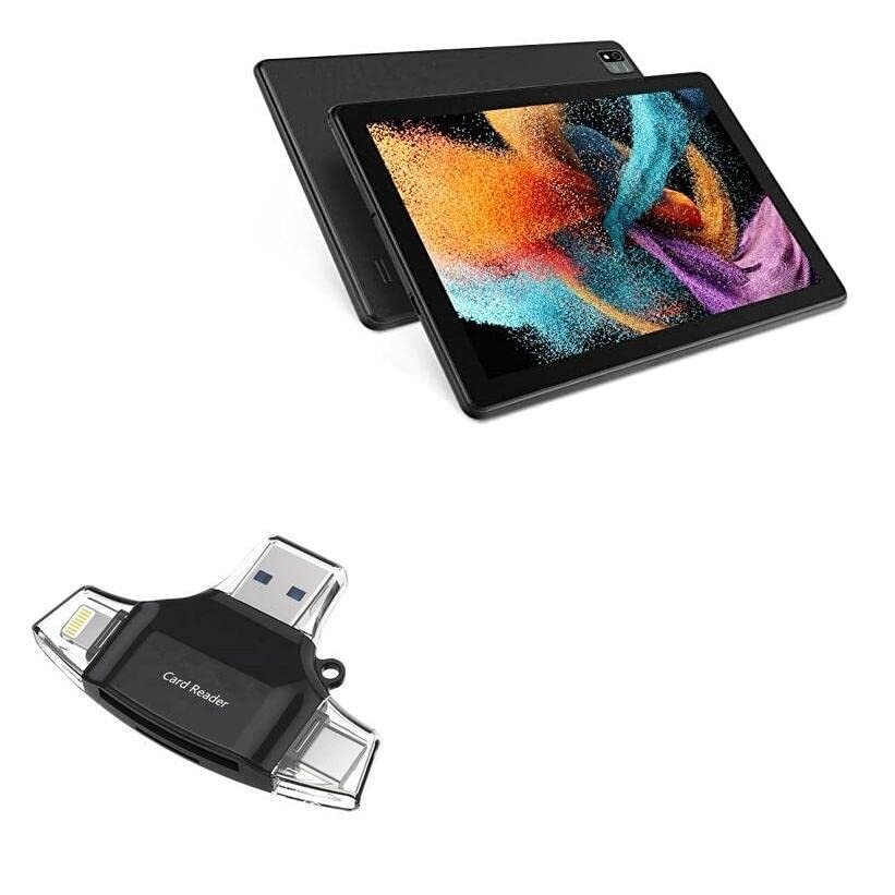 BoxWave Smart Gadget Compatible with LVILLE Android 12 Tablet LVE10051 (10.1 in) - AllReader SD Card Reader, microSD Card Reader SD Compact USB - Jet Black