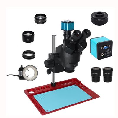 Microscope Accessories Kit 3.5X-90X Trinocular Industry Microscopio Zoom Magnification Circuit Inspection Stereo Microscope with 56 LED Light C-Mount Lens Microscope Slides (Color : VGA 0.5X C Mount