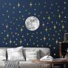 Moon and Stars Wall Decal Moon Wall Sticker Gold Star Decals Peel and Stick Wall Stickers Mural for Kids Baby Room Nursery Wall Decor Vinyl Star for Ceiling Wall Decals for Bedroom Playroom Decoration view 1
