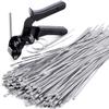 Sinlon Stainless Steel Cable Tie Gun Kit for Fence Repair - Heavy Duty Metal Zip Tie Tool with 150pcs 11.8" 304 Steel Ties, Non-Slip Tensioning & Clean Cutting Plier for Chain Link Outdoor Cages view 1