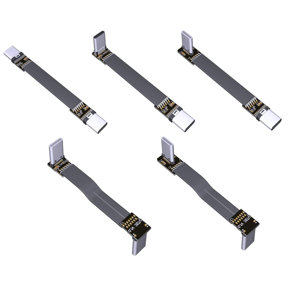 ADTLINK USB 3.1 Type C to Type C Extension Cable 90 Degree FPC FPV Ribbon Flat USB C Cable 3A 10Gbps Gen2x1 (100cm, T1C-T1B)