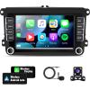 Android Car Stereo for VW Volkswagen Seat Golf Passat Jetta Beetle Tiguan Touran EOS 7 Double Din Touchscreen Bluetooth Radio with Apple CarPlay Android Auto GPS Navigation WiFi FM Backup Camera MIC view 1