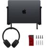 IFCASE Aluminum Wall Laptop Mount Holder for MacBook Air, Pro, Surface, iPad, Tablets, Cell Phones with Headphone Hook, Anti-Scratch Pads, Adhesive & Screws (Black) view 1