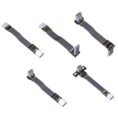 ADTLINK USB 3.1 Type C Male to Type C Female Extension Cable 90 Degree FPC FPV Ribbon Flat USB C Cable 3A 10Gbps (3cm, T2B-T5T)