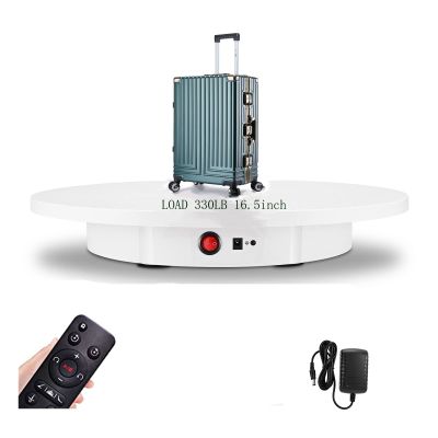 PUOSUO Motorized Rotating Display Stand, 16.5inch / 330Lbs Load,360 Degree Electric Rotating Turntable for Photography Products DisplayLive Video Show,Remote Control AngleDirection (White)