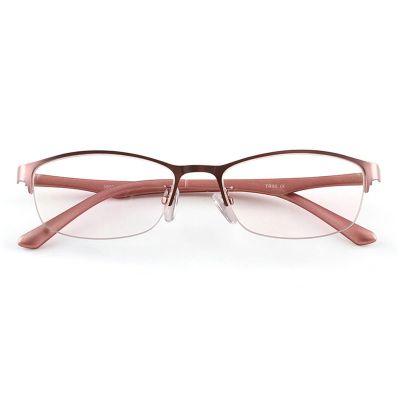 laureles Blue Light Blocking Reading Glasses Women 2023 Fashion Metal Half Frames Eyeglasses Gaming Reader (Pink, 2, multiplier_x)
