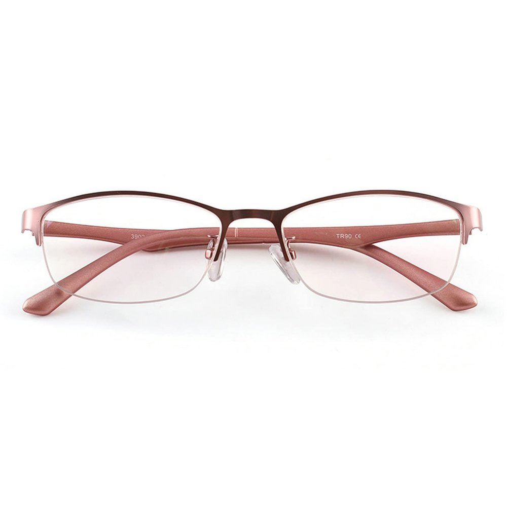 laureles Blue Light Blocking Reading Glasses Women 2023 Fashion Metal Half Frames Eyeglasses Gaming Reader (Pink, 2, multiplier_x)