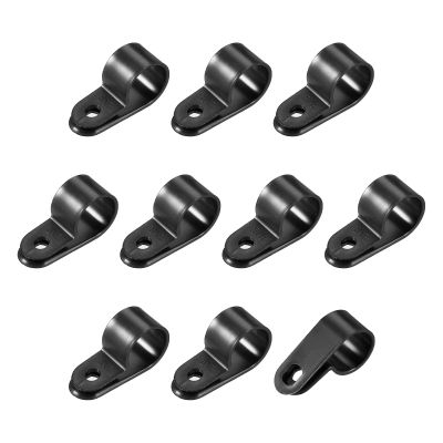 Rebower R-Type Cable Clamp Neat Management Clip, [for Wire, Cable, Rope] - 15.8mm/Black/20 Pcs