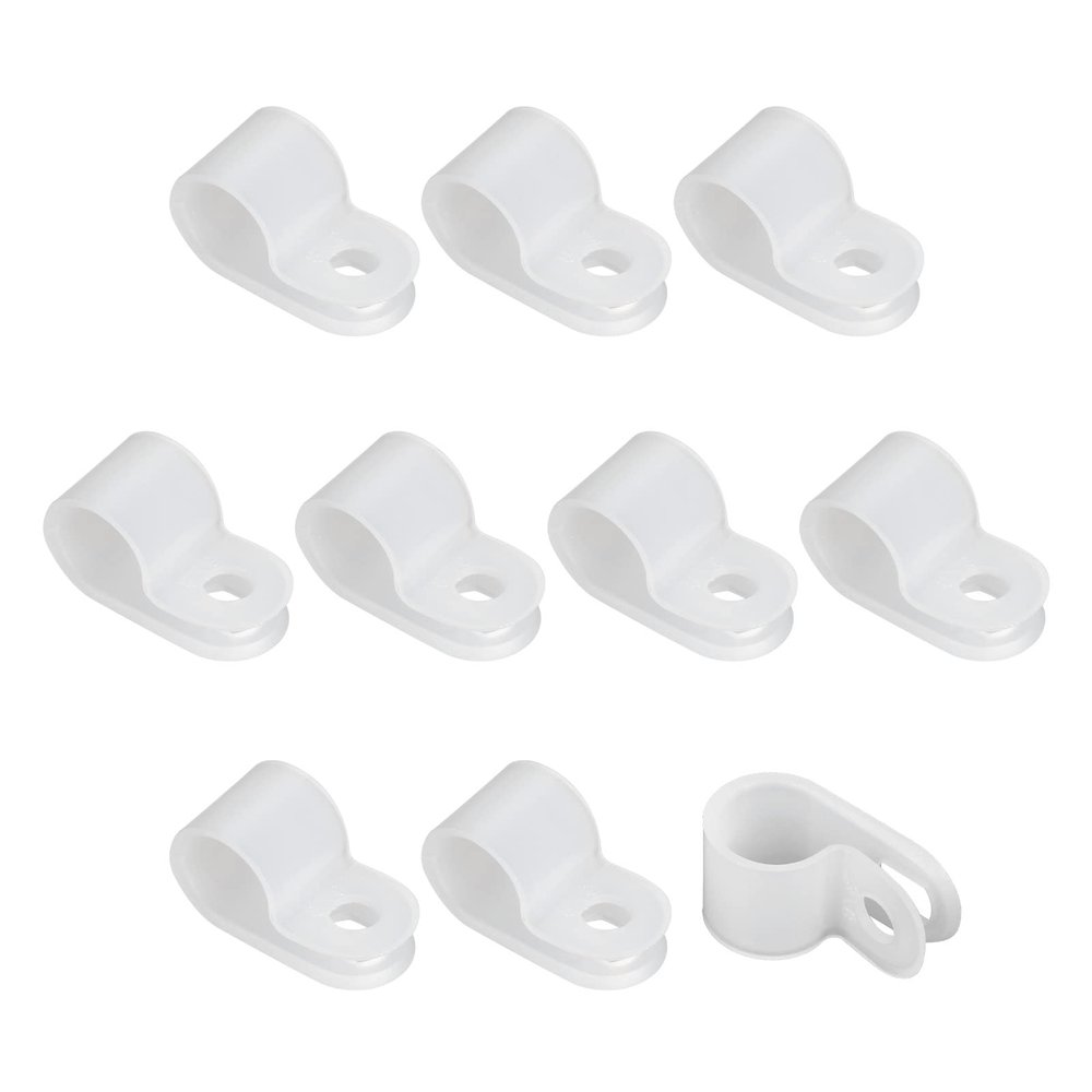 Rebower R-Type Cable Clamp Neat Management Clip, [for Wire, Cable, Rope] - 9.5mm/White/108 Pcs