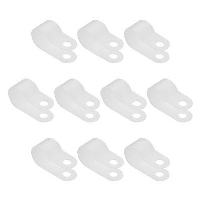 Rebower R-Type Cable Clamp Neat Management Clip, [for Wire, Cable, Rope] - 10.4mm/White/50 Pcs