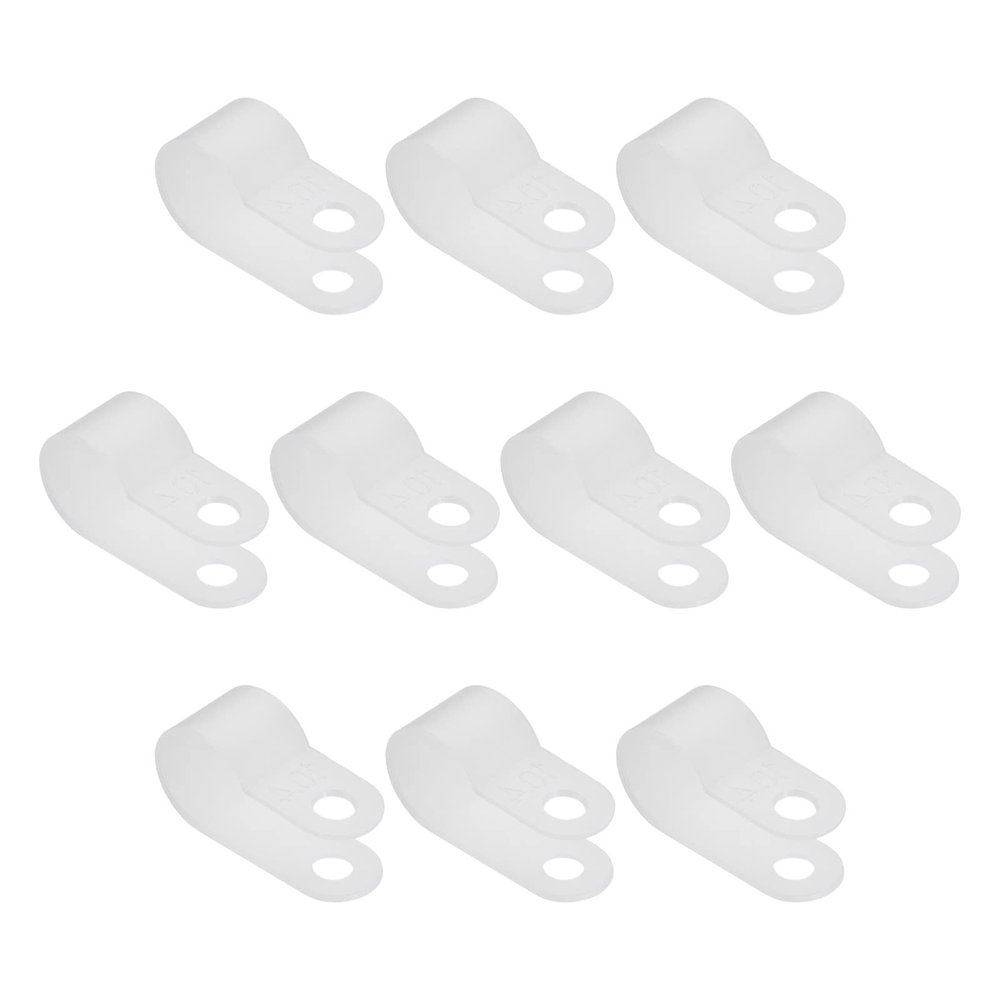 Rebower R-Type Cable Clamp Neat Management Clip, [for Wire, Cable, Rope] - 10.4mm/White/50 Pcs