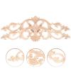 Homoyoyo Furniture Transfers Tile Edging Trim 2Pcs Carved Furniture Wooden Appliques Decorative Cabinet Door Wood Onlay Crafts Molding view 2