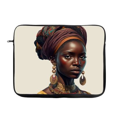 African Design 2-Sided Print Mac Book Pro 16" Sleeve - Portrait Laptop Sleeve - Woman Art Mac Book Sleeve