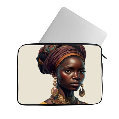 African Design Mac Book Pro 14" Sleeve - Portrait Laptop Sleeve - Woman Art Mac Book Sleeve