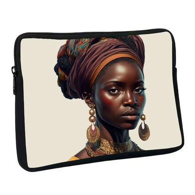 African Design Mac Book Pro 16" Sleeve - Portrait Laptop Sleeve - Woman Art Mac Book Sleeve