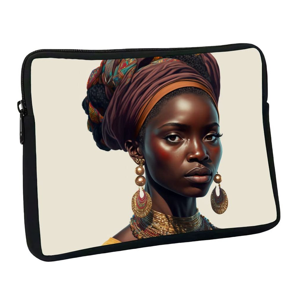 African Design Mac Book Pro 16" Sleeve - Portrait Laptop Sleeve - Woman Art Mac Book Sleeve