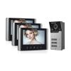 WOLILIWO Wired Video Intercom System, 7 Inch Ring Video Doorbell with IR Night Vision Support Remote Unlock, Dual-Way Intercom for Villa House Office Apartment with 1-Camera and 3-Monitor view 1