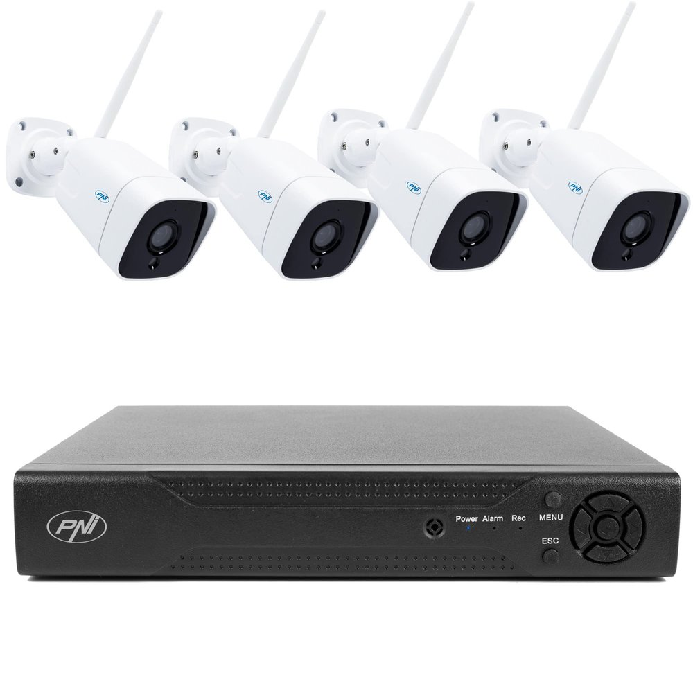 PNI NVR House IP716 Video Surveillance Package and 4 IP55 Cameras with IP, 5MP