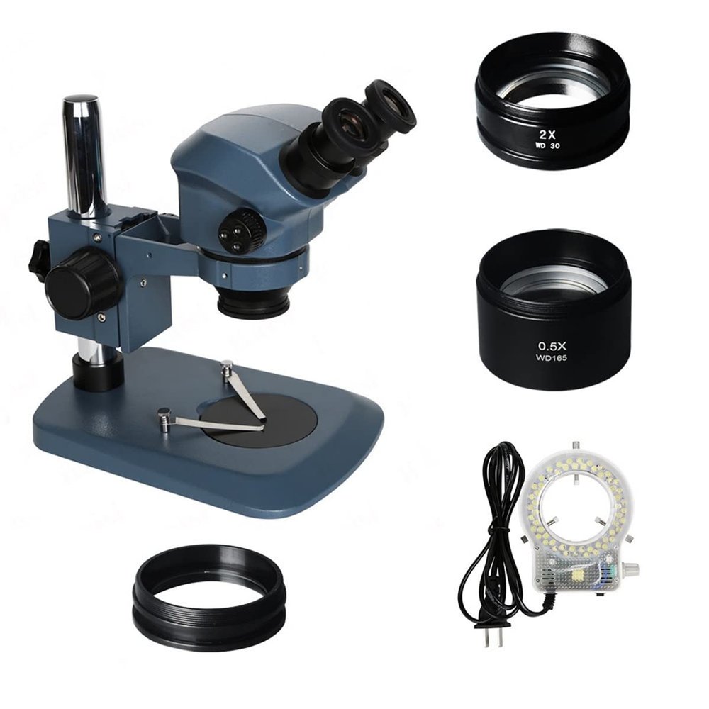 Microscope Accessories Kit 3.5X 7X 45X 90X Stereo Binocular Microscope Continuous Zoom Simul Focal with 56 LED Ring Light for Phone PCB Soldering Repair Microscope Slides (Color : Set 4)