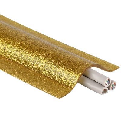 Cord Cover Floor Self Adhesive Office Easy to Cut Soft PVC Floor Cord Cover, Floor Hidden Storage Floor Cable Protector, Prevent Pets from Biting The Wire (Color : Gold, Size : 6M)
