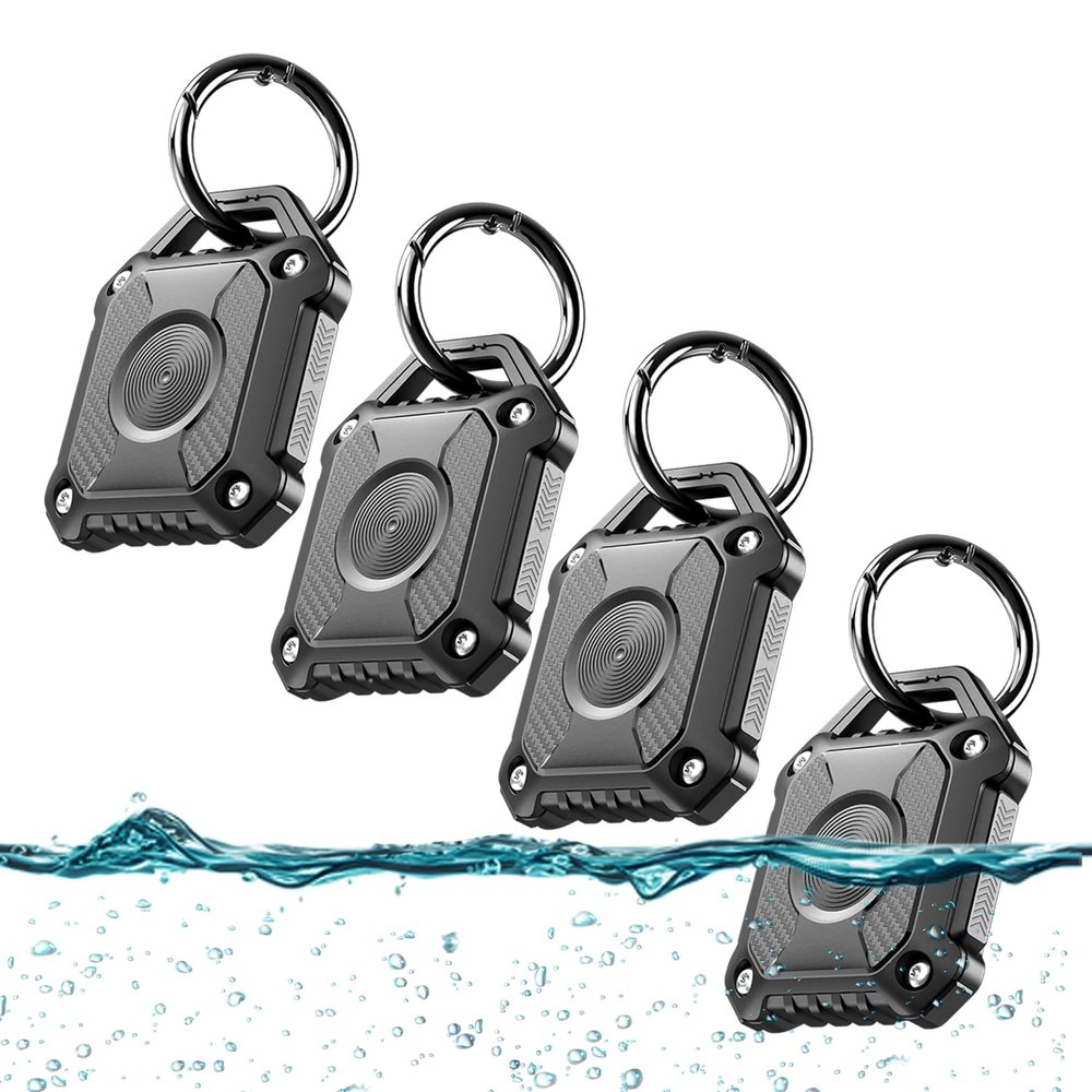 Airtag Holder 4 Pack,IP68 Waterproof Air Tag. Holder Keychain,Hard TPU Airtag Keychain, 360 Full Protection, Apple Tag Holder with Key Ring,Airtag Case Compatible Apple Airtag.
