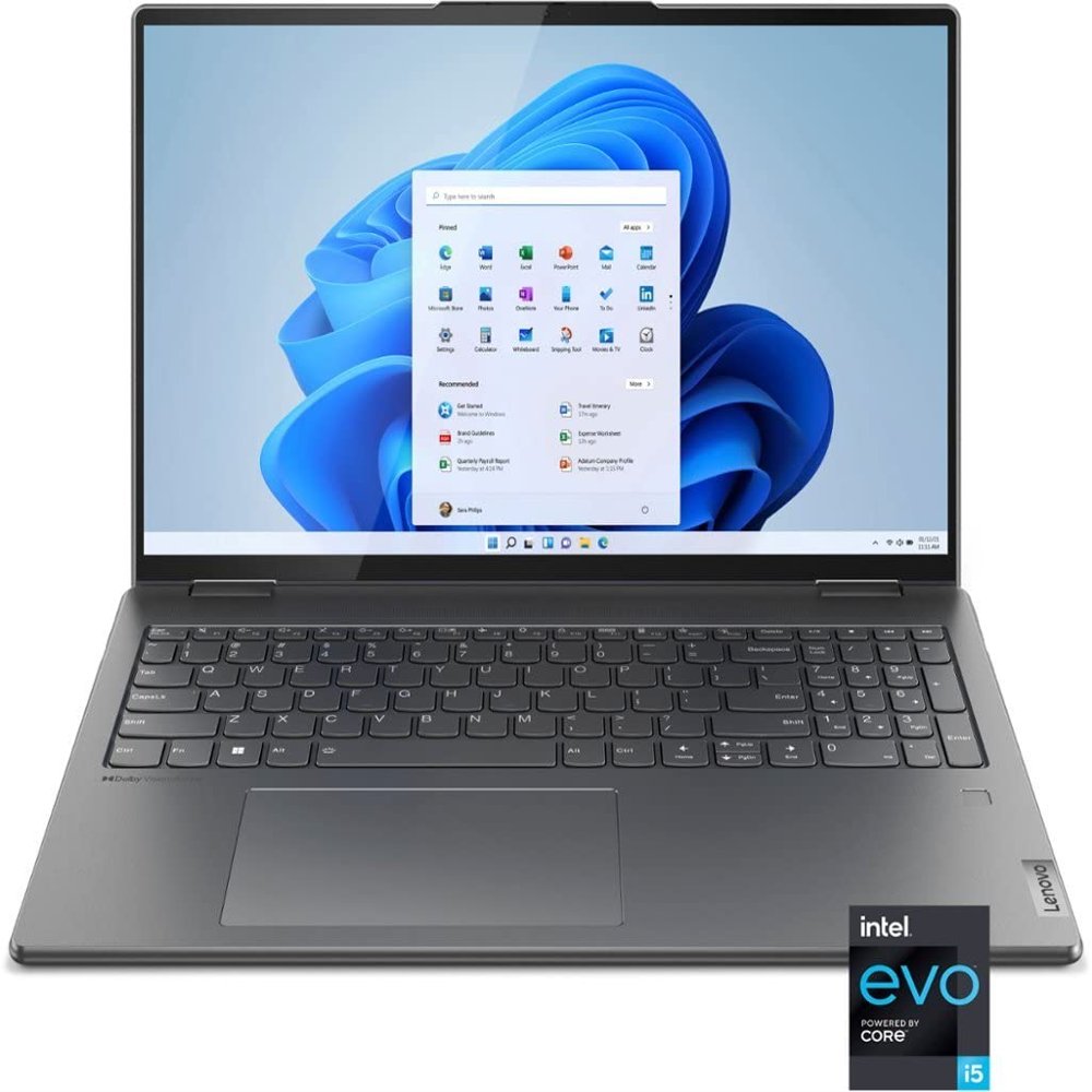 Lenovo 2022 Yoga 7i 16" 2.5K Touch 2-in-1 Laptop Intel Evo Platform Core i5-1240P, 8GB Memory, 1TB SSD, Backlit Keyboard, Fingerprint, Windows 11, Storm Grey, W/GaLiMu