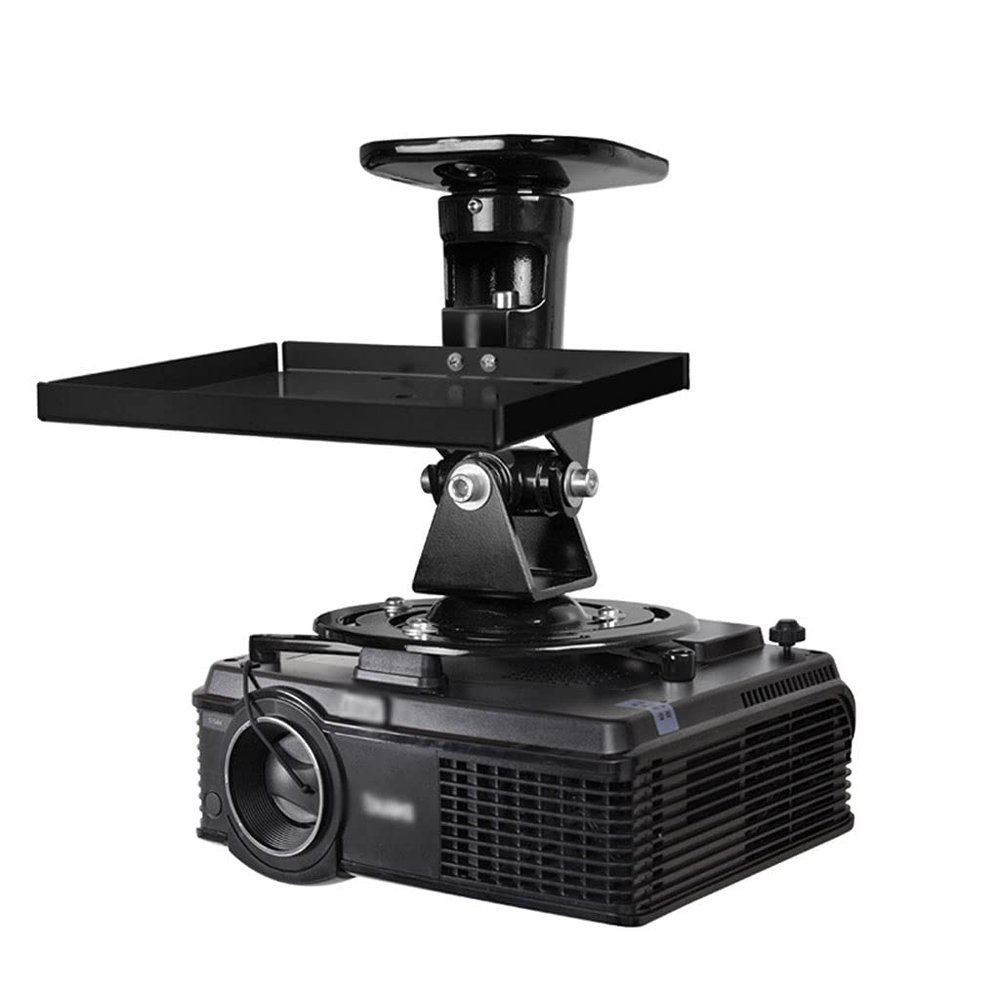 DYPASA Projector Mount Projector Ceiling Mounting Bracket Aluminum Alloy Tray Projector Hanger Bracket 360-degree Rotating Bearing 22 Pounds Ceiling Mount with Tray (Color : Black)