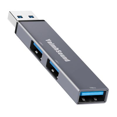 3-Port USB Hub, YaimhSound Mini USB Hub, USB to USB Adapter, Small 1 in 3 Out USB 3.0 + 2 USB 2.0 Splitter for Laptop, PC,Xbox, Keyborad,Mouse,Flash Drive,SSD,Camera(Grey,Aluminium)