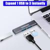 3-Port USB Hub, YaimhSound Mini USB Hub, USB to USB Adapter, Small 1 in 3 Out USB 3.0 + 2 USB 2.0 Splitter for Laptop, PC,Xbox, Keyborad,Mouse,Flash Drive,SSD,Camera(Grey,Aluminium) view 3