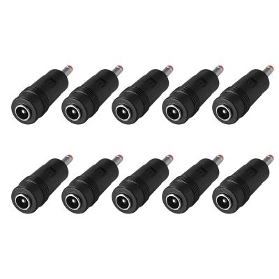 Rebower DC Male to Female Power Jack Connector Plug Adapter [for CCTV Home Security] - 3.5mm x 1.35mm to 5.5mm x 2.5mm / Black Red / 10Pcs