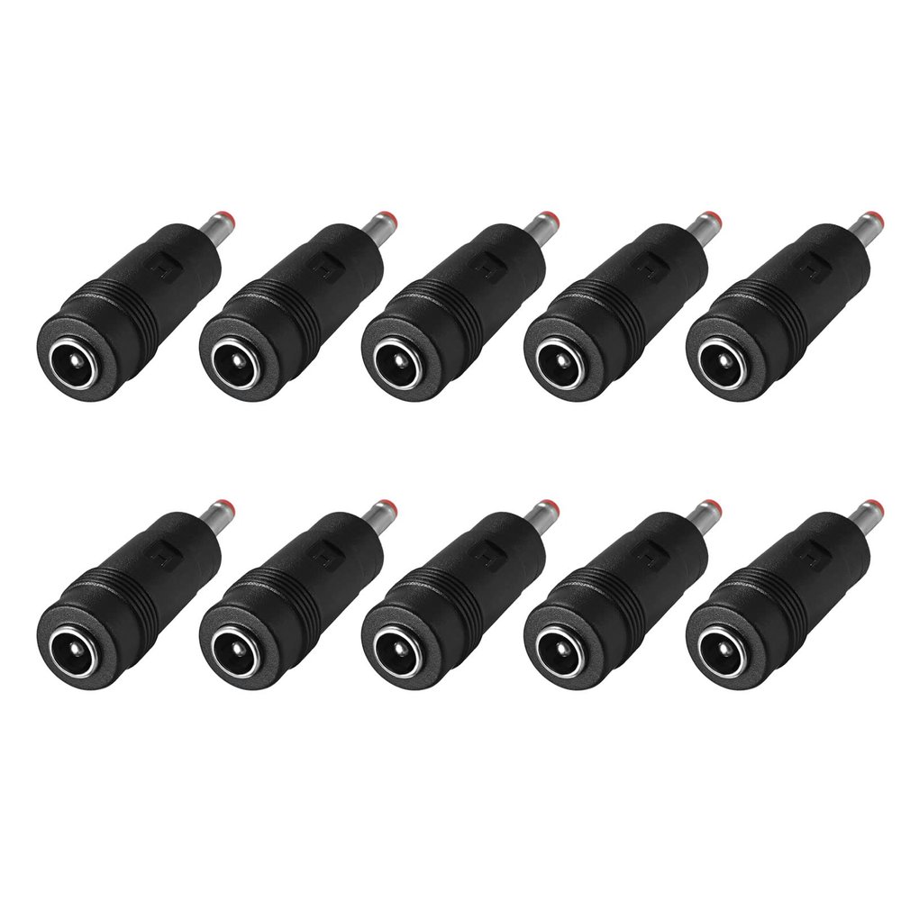 Rebower DC Male to Female Power Jack Connector Plug Adapter [for CCTV Home Security] - 3.5mm x 1.35mm to 5.5mm x 2.5mm / Black Red / 10Pcs