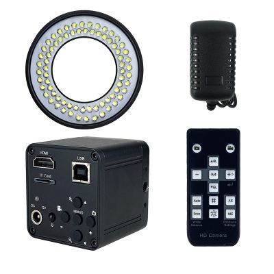 48MP 4K 1080P 22MP 14MP HDMI USB VGA Industrial Video Digital Soldering Repair Microscope Camera C Mount Lens LED Ring Light (48MP 2K with Light)
