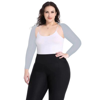 Plus Size Advanced Cooling Shawl Arm Sleeves Sun Protection for Women Breathable Anti-UV Golf & Outdoor Sports Cooler Shrug(Gray,M)