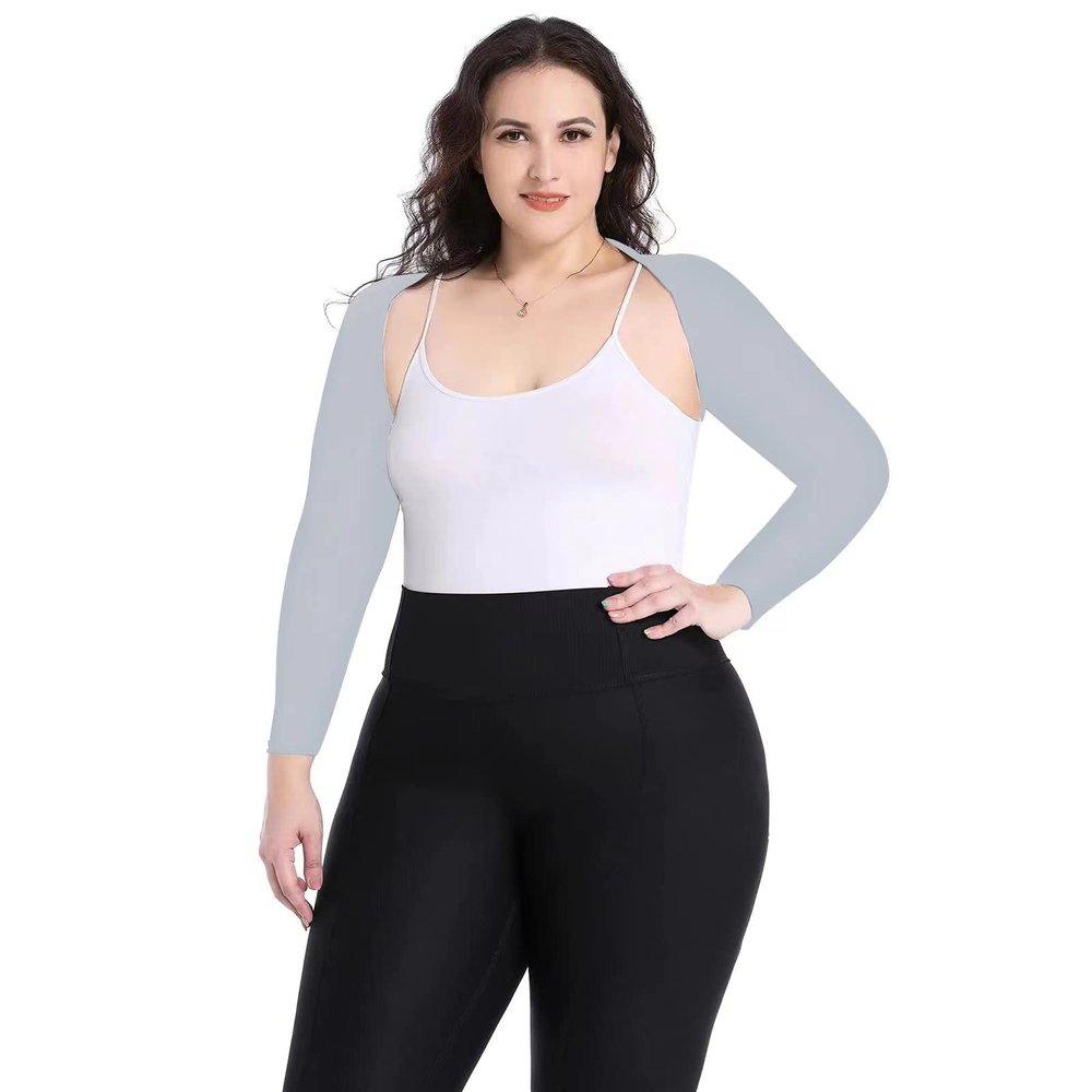 VELISDE Plus Size Advanced Cooling Shawl Arm Sleeves Sun Protection for Women Breathable Anti-UV Golf & Outdoor Sports Cooler Shrug(Gray,L)