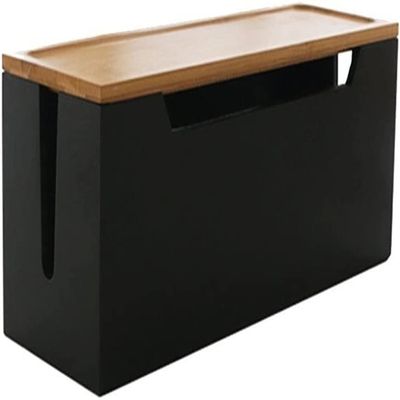 Cable Tidy Box,Cable Organiser Wooden Power Cord Organiser Dustproof Charger Socket Organiser (Color : Wit, Size : Talla nica) (Color : Svart, Size : Talla nica)