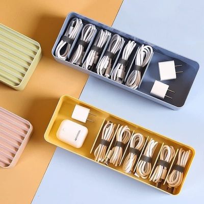 Cable Tidy Box,Plastic Cable Storage Box Dustproof Power Wire Manager Desktop Charging Collect (Color : D, Size : 27.2x9.6x6cm) (Color : Bule, Size : 27.2x9.6x6cm)