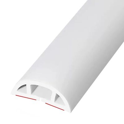 Floor Cord Cover Adhesive Apartment Anti-Stepping Soft PVC Floor Cable Protector, Curved Easy to Cut Insulation Floor Cable Cover, Cord Cavity-1 * 0.6cm/0.4 * 0.2inches (Color : White, Size : 2M)