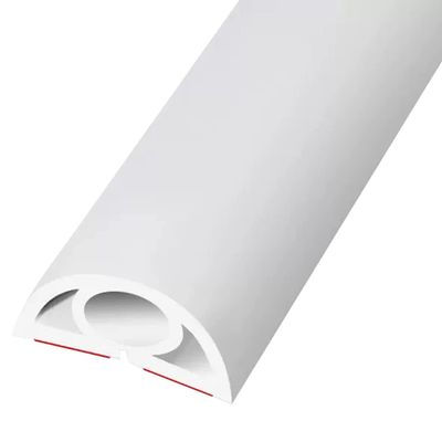 Floor Cord Cover Adhesive Household Anti-Pressure Anti-Stepping Floor Cable Protector, Semicircle Easy to Cut/Install Floor Cord Management, Cord Cavity-0.8cm/0.3inches (Color : White, Size : 1M)