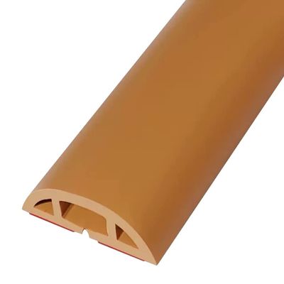 Floor Cord Cover Adhesive Apartment Anti-stepping Soft PVC Floor Cable Protector, Curved Easy To Cut Insulation Floor Cable Cover, Cord Cavity-1*0.6cm/0.4*0.2inches ( Color : Light brown , Size : 10M