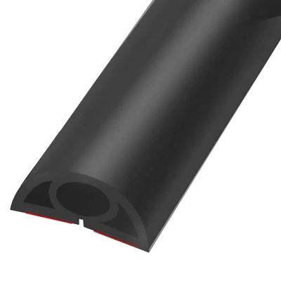 Floor Cord Cover Adhesive Household Anti-Pressure Anti-Stepping Floor Cable Protector, Semicircle Easy to Cut/Install Floor Cord Management, Cord Cavity-0.8cm/0.3inches (Color : Black, Size : 3M)