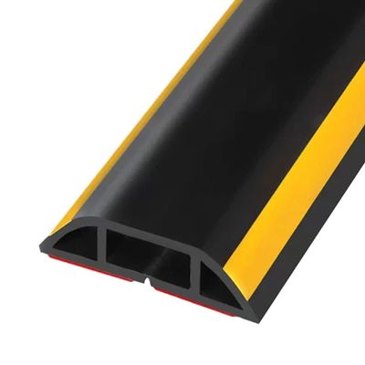Floor Cable Cover Adhesive Kitchen Trapezoidal Pressure-resistant Floor Cord Cover, Easy To Cut/install Soft PVC Floor Cord Management, Cord Cavity-1.4*0.7cm/0.6*0.3inches ( Color : Yellow-black , Siz