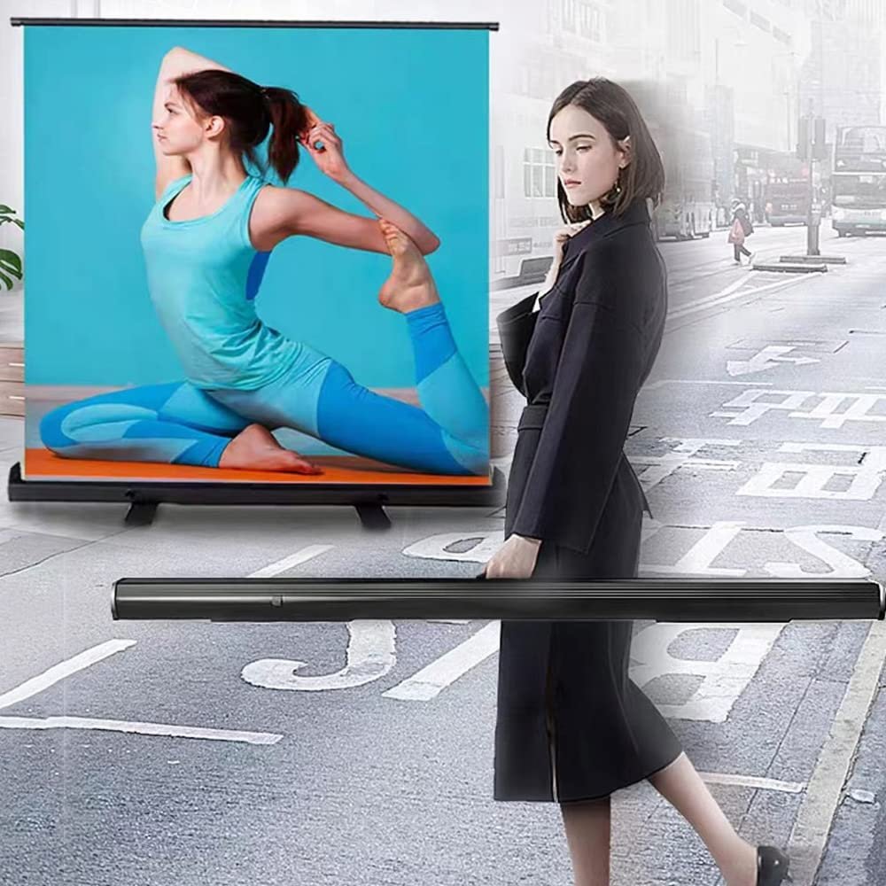 DIBAKO Pull Up Projection Screen, 60 Inch Floor Projector Screen, Mobile Tabletop Screen, HD Retractable Stand Movie Screen for Travel Camping Meeting Business Presentation (Size : 60inch-16:9)