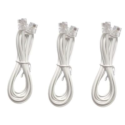 6-Foot Telephone landline Extension Cord Cable Cord with Standard RJ-11 6P4C Plug for Landline Phone and Fax (White 3Pack)
