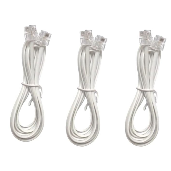 6-Foot Telephone landline Extension Cord Cable Cord with Standard RJ-11 6P4C Plug for Landline Phone and Fax (White 3Pack)