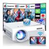 Projector with WiFi and Bluetooth, FUDONI 5G WiFi Native 1080P Outdoor Projector 15000L Support 4K, Portable Movie Projector with Screen and Max 300", for iOS/Android/Laptop/TV Stick/HDMI/USB/VGA/TF view 1